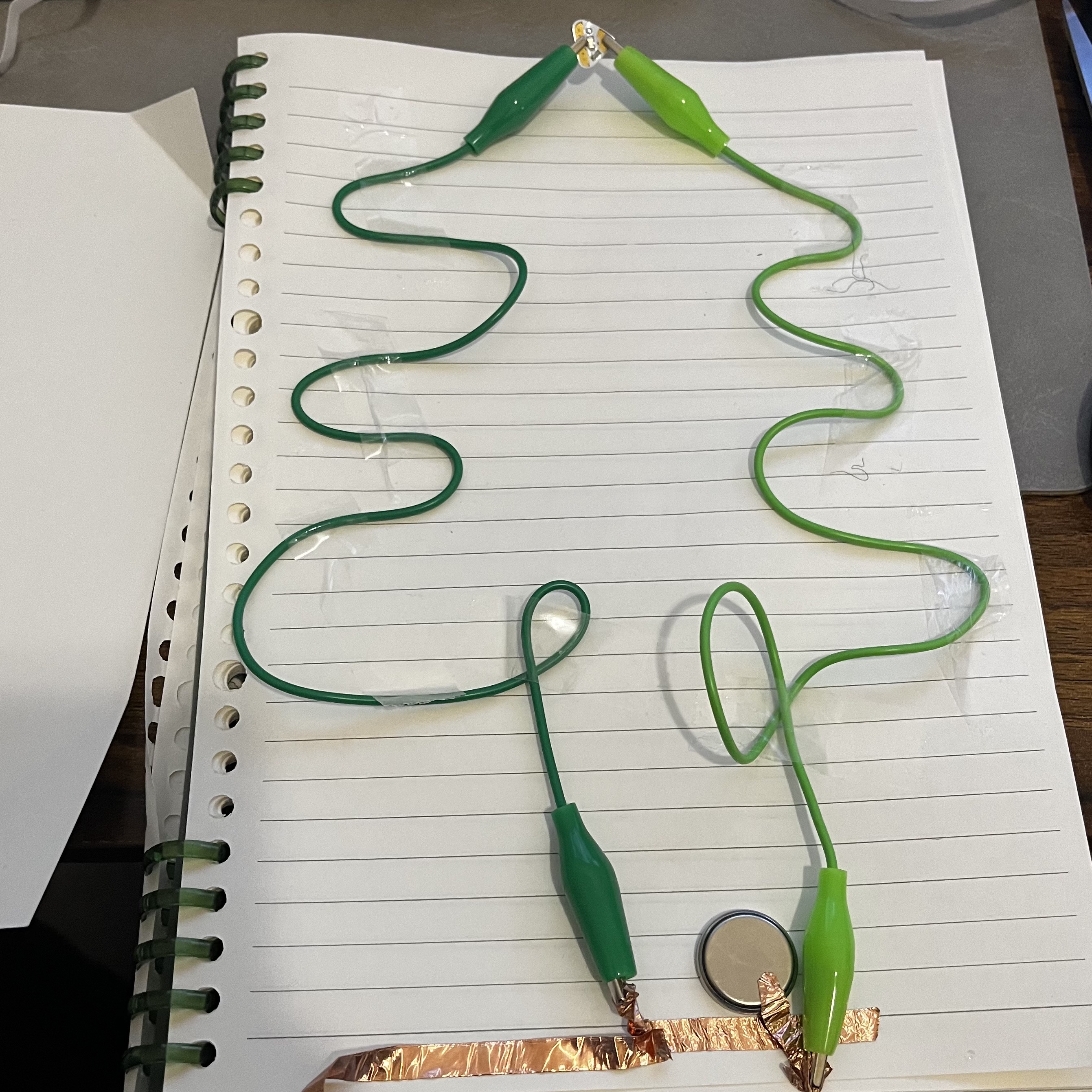 Using the aligator clips to form the shape of tree, I used tape to fix it.