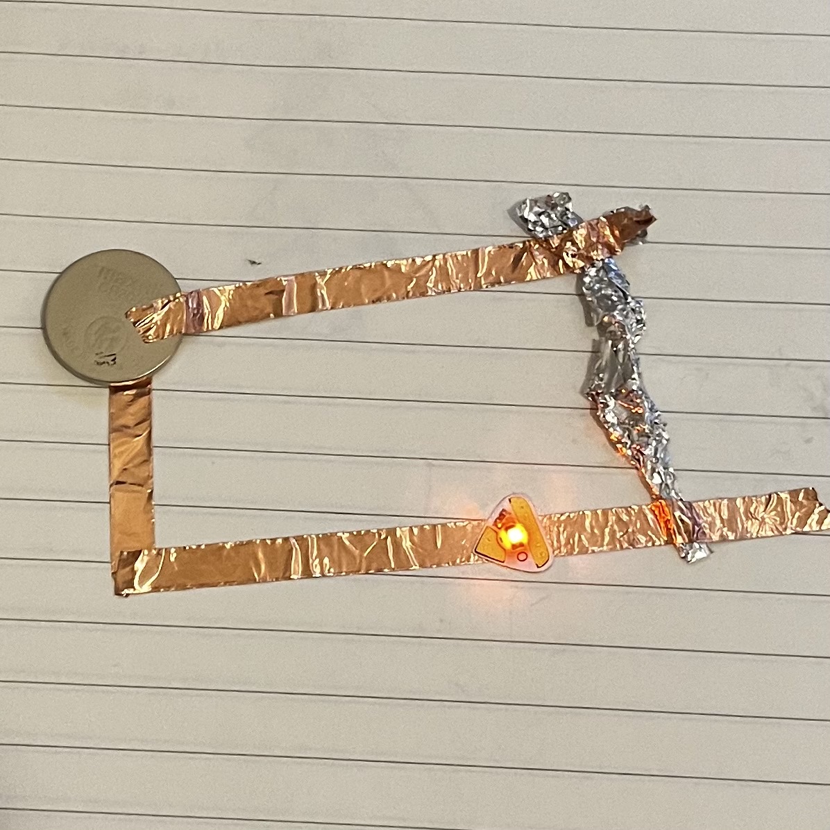 The circuit was working successfully as the foil connected with copper tape