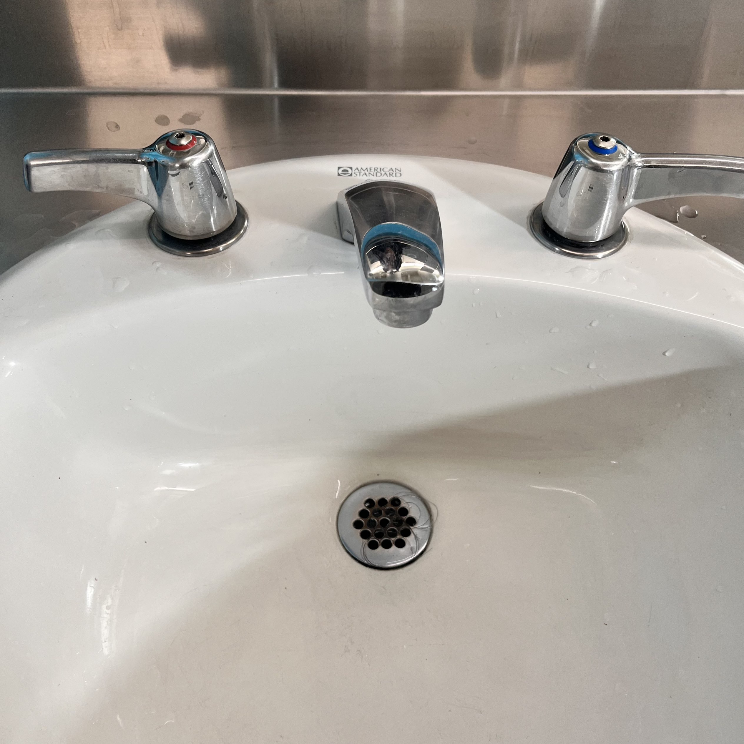 The sound of faucet in the toilet