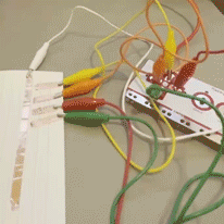 Testing the Makey Makey with this simple circuit using copper tape